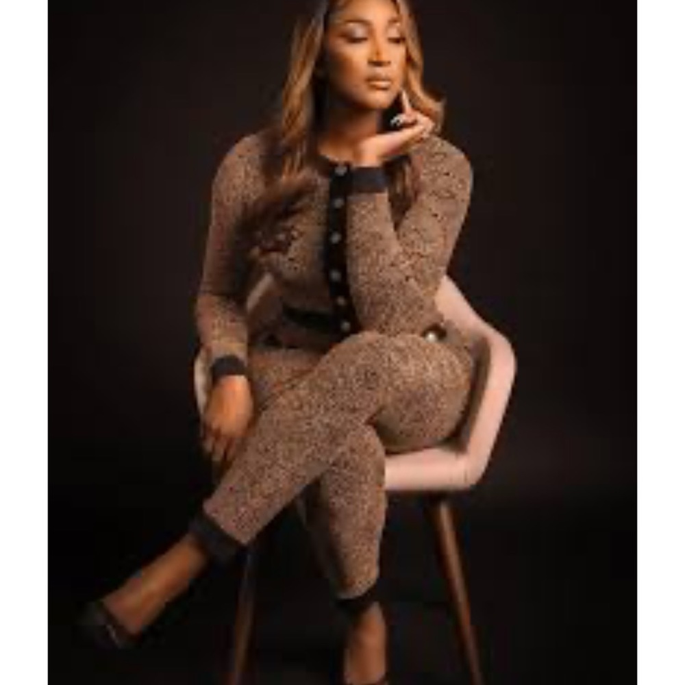 ENVME Gold And Black Shimmer Jumpsuit
